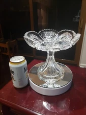 8" wide Compote Bowl, American Brilliant Period Cut glass Crystal petticoat base