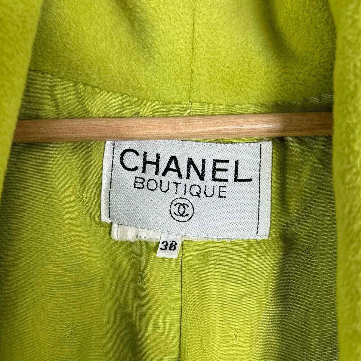 Chanel Vintage Chartreuse Cashmere Angora Wool Swing Coat 36 Chanel Vintage Chartreuse Cashmere Angora Wool Swing Coat 36
