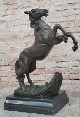 P.J Mene`s Masterful Creation: Handmade Rearing Horse Stallion Bronze Statue Art