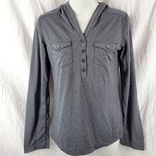 Marmot Laura Hooded Shirt Sz XS Long Sleeve Women  s Gray Chest Pockets Wicking