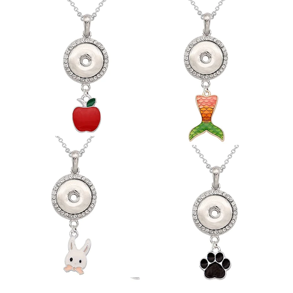 Mermaid Rabbit Snap Pendants 18mm Necklace for Girls Jewelry