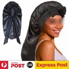 LONG Sleeping Bonnet Hair Wrap Silk Satin Cap Women Elastic Night Hat Headwear