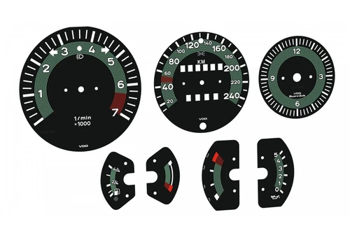 Porsche 911 SC Custom Instrument Cluster Gauges KMH Speed Scale BLACK Dial Conve