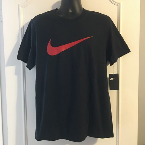 Nike Swoosh Logo Tee - Black with Red 