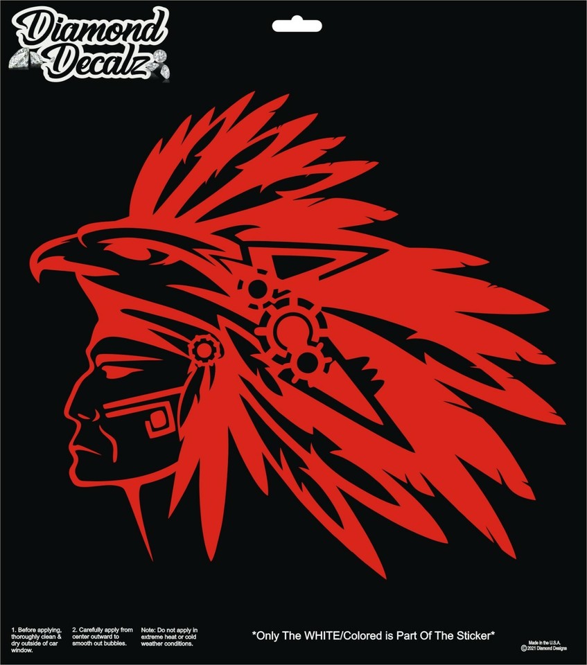 Native American Indian Head Warrior Design Vinyl Decal Sticker Car ...