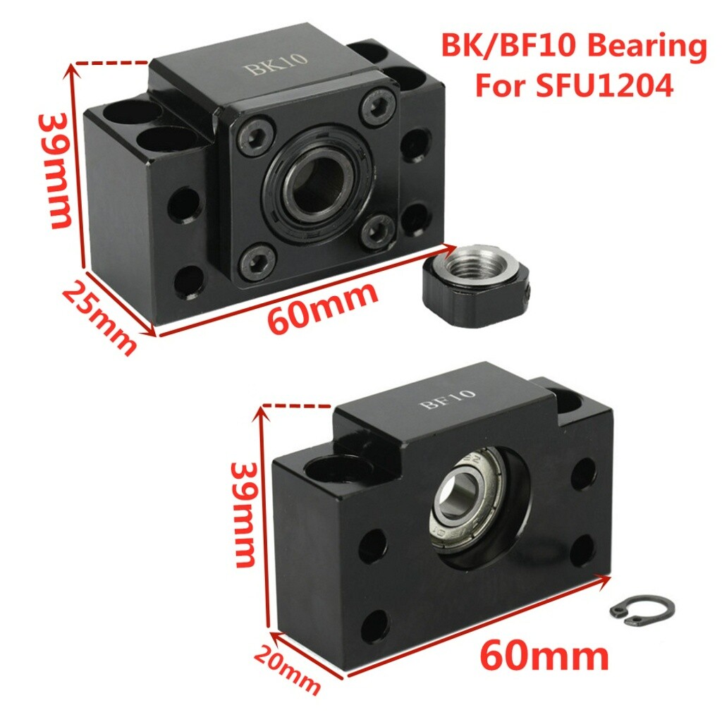 Vis à Billes SFU1204 RM1204 (250-1500mm) + écrou, Paliers BK/BF10 Et Accouplement - Pour CNC Et Impression 3D