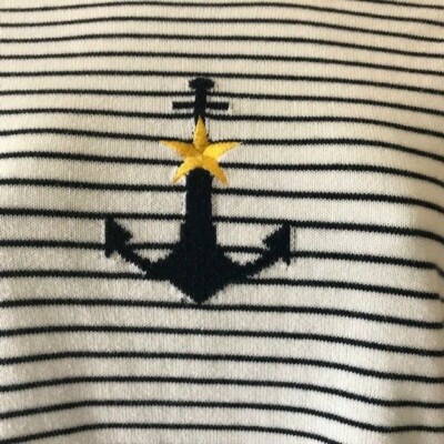 Blue White Striped Sailing Nautical Shirt Top Blouse Norton