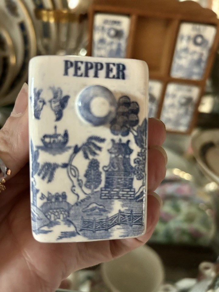 Japón Madera 6 Cajones Especias Armario Molino de Viento Azul Cobalto De Colección Completo Foto 2 de 4