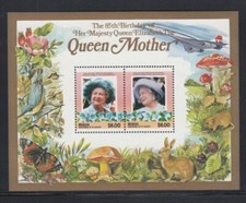 BEQUIA 85th Birthday of Queen Mother MNH souvenir sheet