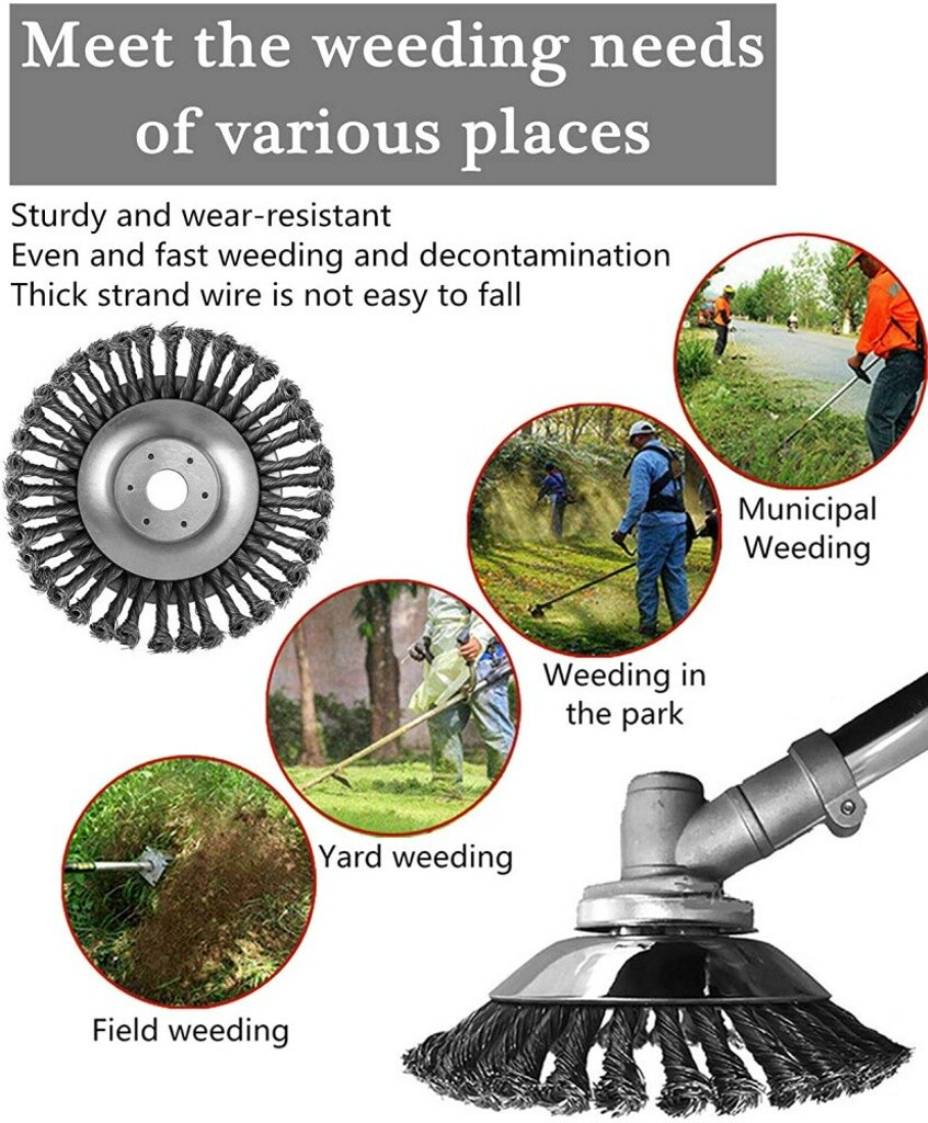 6/8" Grass Trimmer Head Brush Solid Steel Home Wire Wheel Garden Weed