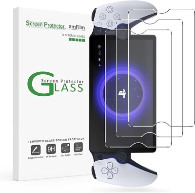 amFilm 3 Pack Tempered Glass Screen Protector for Sony PS5 PlayStation Portal