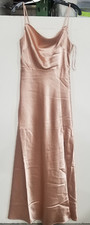 Birdy Grey Lisa Long Dress Shiny Satin Rose Gold sz Sm