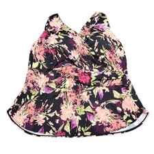 Denim Co Beach V-Neck Allover Printed Tankini with Briefs 32W Plus Size Swimsuit