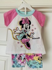 NEW DISNEY BABY GIRLS MINNIE MOUSE T-SHIRT and SHORTS 2-PIECE SET SZ 18M COTTON