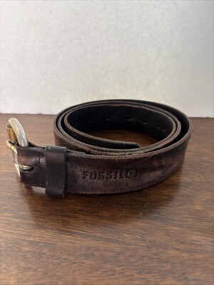 Fossil Wide Distressed Brown  Genuine Leather Cowhide Belt Men's Size 105/42