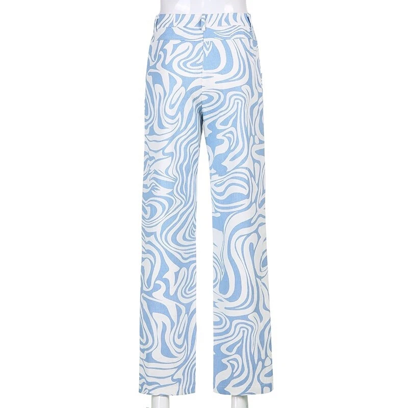 Y2K Zebra Print Style High Waist Straight Leg Jean Trousers - Image 2 of 4
