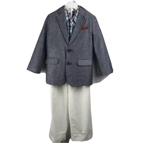 Boys 3-Piece Linen Blend Suit Set Blazer Pants & Shirt Dressy Boy’s Size 6 REG - Picture 2 of 12