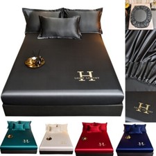 Satin-Silk Sheets Bed Deep Pocket Twin Full Queen King Bed Mattress Cover Soft