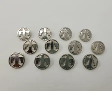 12 pcs Thunderbird Silver Molded Plastic Craft Sewing Shank Buttons 14mm VTG
