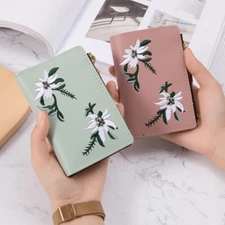 Womens Floral Wallet Bifold Leather Mini Coin Purse Clutch Card Holder Handbag