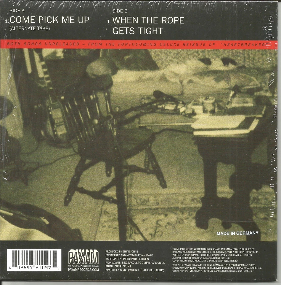 RYAN ADAMS Come Pick Me UNRELEASE & ALT TAKE 7000 Made 7” Inch Vinyl RSD SEALED - Image 2 of 2