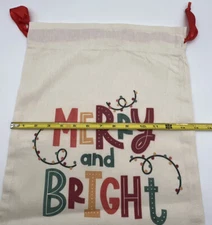 LEE Personalized Merry And Bright Canvas Christmas Gift Bag