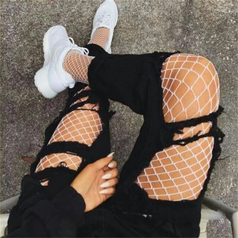 Large hole fishnet stockings cheap