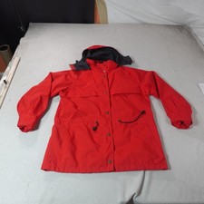 Vintage Eddie Bauer Jacket Mens Medium Red Gore Tex Waterproof Hooded Parka Coat