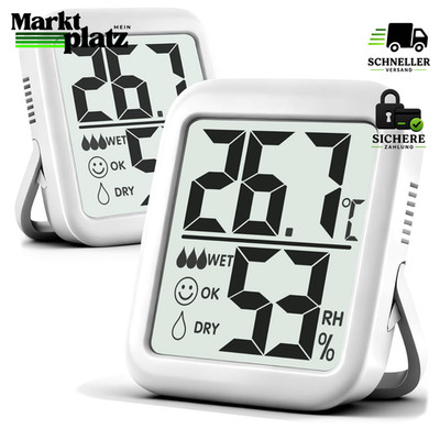Thermometer Hygrometer Digital Innenraum Temperatur Luftfeuchtigkeit 2 Stück