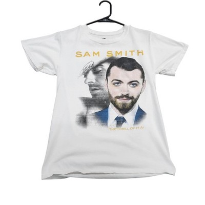Hanes Shirt Mens Small White Sam Smith Thrill Of It All Tour Graphic Tee Concert
