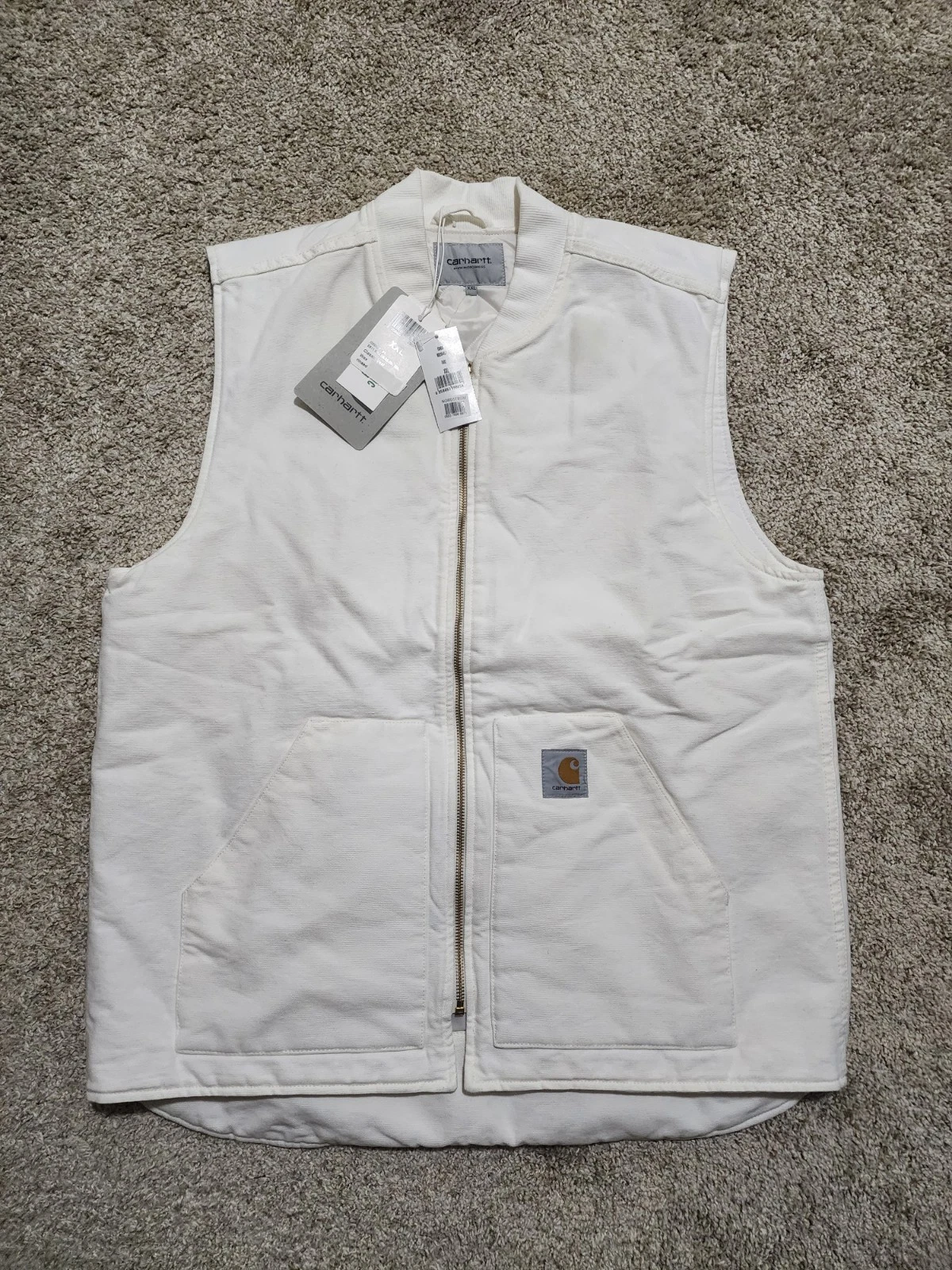 Carhartt WIP Wax White Duck Canvas Quilted Insulated Full Zip Vest Men's 2XL NWT
Opens in a new wind