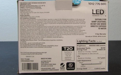 EcoSmart LED R20 Dimmable Flood Light Bulb up to 100W Indoor Outdoor 3pk A10 - Image 3 of 4