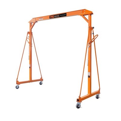 Adjustable Height Steel Gantry Crane 2200lb Capacity Auto-Lock 95-142in