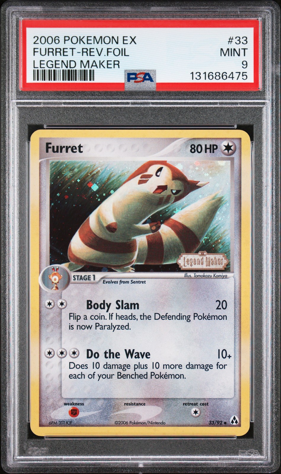 2006 POKEMON EX LEGEND MAKER #33 FURRET-REVERSE FOIL PSA 9
