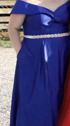 Royal Blue Off-Shoulder Formal Gown Dress- Evening Wear