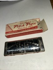 Vintage Teacher's Pitch Pipe Tuned Silver with Red Wooden Body