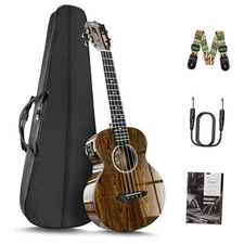  TEG95 Butterfly Bocote Glossy Tenor Acoustic & Electric 26" Tenor Black Bocote