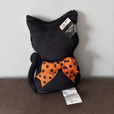 Way to Celebrate Halloween Cat Pillow Pom Pom Trim 11x14 WM220131