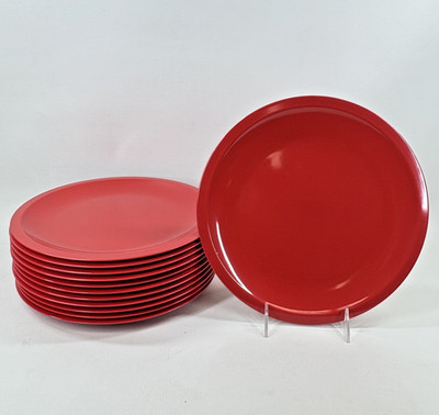 12 Zak Designs Red Melamine Dinner Plates Measures: 10.5'' diameter each