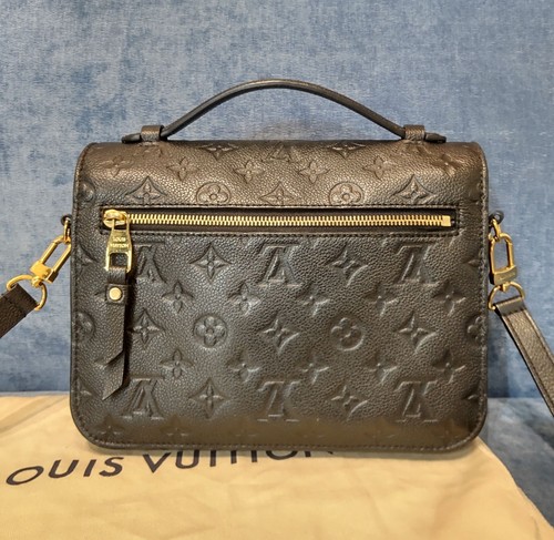 Louis Vuitton Pochette Metis Monogram Empreinte Leather Shoulder Bag Black Used