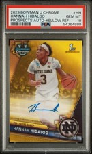2023 Bowman University Chrome Hannah Hidalgo Yellow Auto #/75 Bowman 1st PSA 10