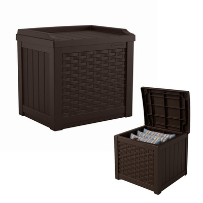 Suncast Outdoor Deck - 22 Gallon Java Resin Outdoor Storage Weatherproof Patio