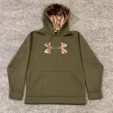 Under Armour Camo Green Pullover Hoodie With Realtree Print Xstorm Mens Small
