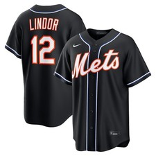 New York Mets Francisco Lindor Nike Black Out Fashion 2026 Official MLB Jersey
