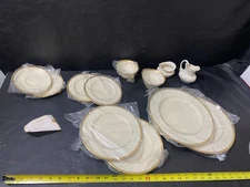 Lenox Tuxedo Gold rim dinner salad dessert saucer plates cups creamer lot