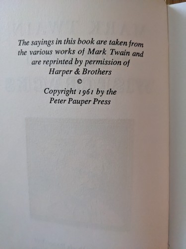 1961 Mark Twain Wit and Wisecracks Peter Pauper Press HCDJ - Picture 2 of 3