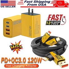 120W 4 in 1 Super Fast Wall Charger Adapter Type-C Cable For All Cell Phone iPad