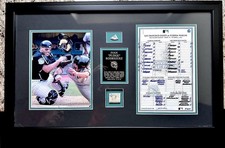 Ivan Rodriguez Florida Marlins Game-Used 1983 NLDS Base & Ball Framed Display