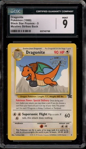 Pokemon Dragonite WB Mewtwo Strikes Back Movie Black Star Promo #5 CGC 9 Mint