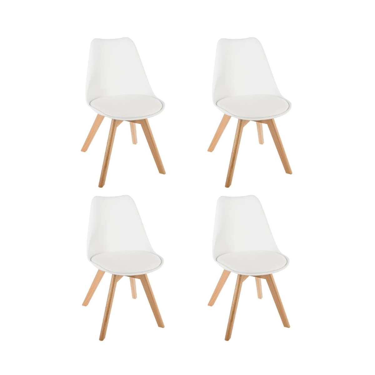 Chaises design Baya lot de 4 blanches faciles à nettoyer pour famille et enfants
